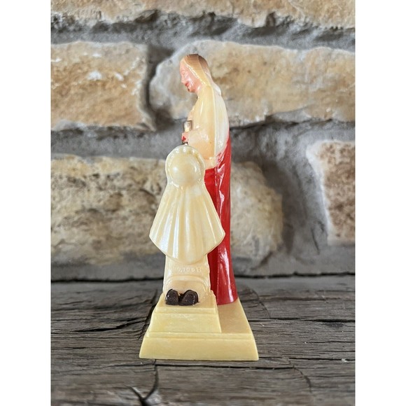 Vintage Plastic 1st Holy Communion Cake Topper Girl & Jesus Figure Original Box - Picture 6 of 10